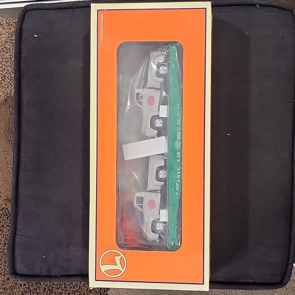 Lionel Trains 6-17551 NYC Flatcar with 2 Diecast Pickup Trucks